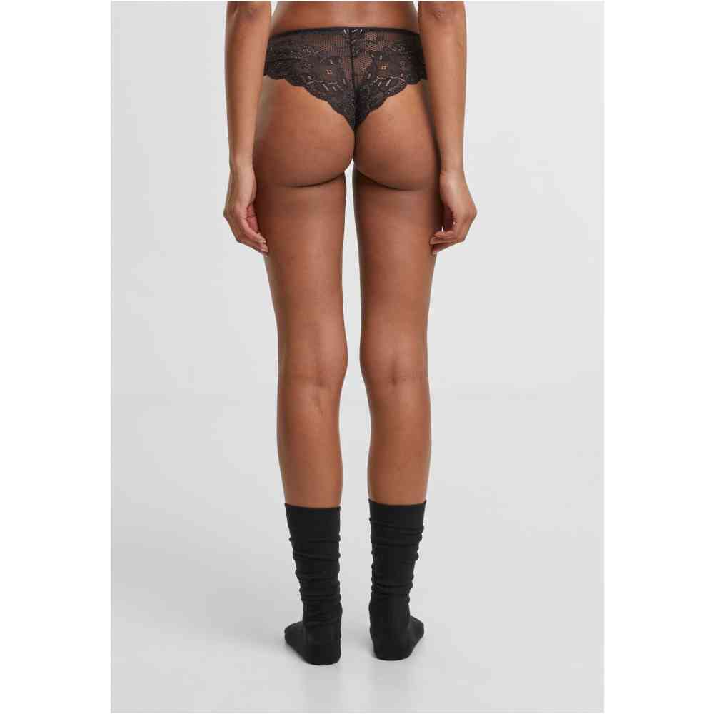 Urban Classics - Allover Lace Brazilian 2Pack Slip set - Zwart/Zwart